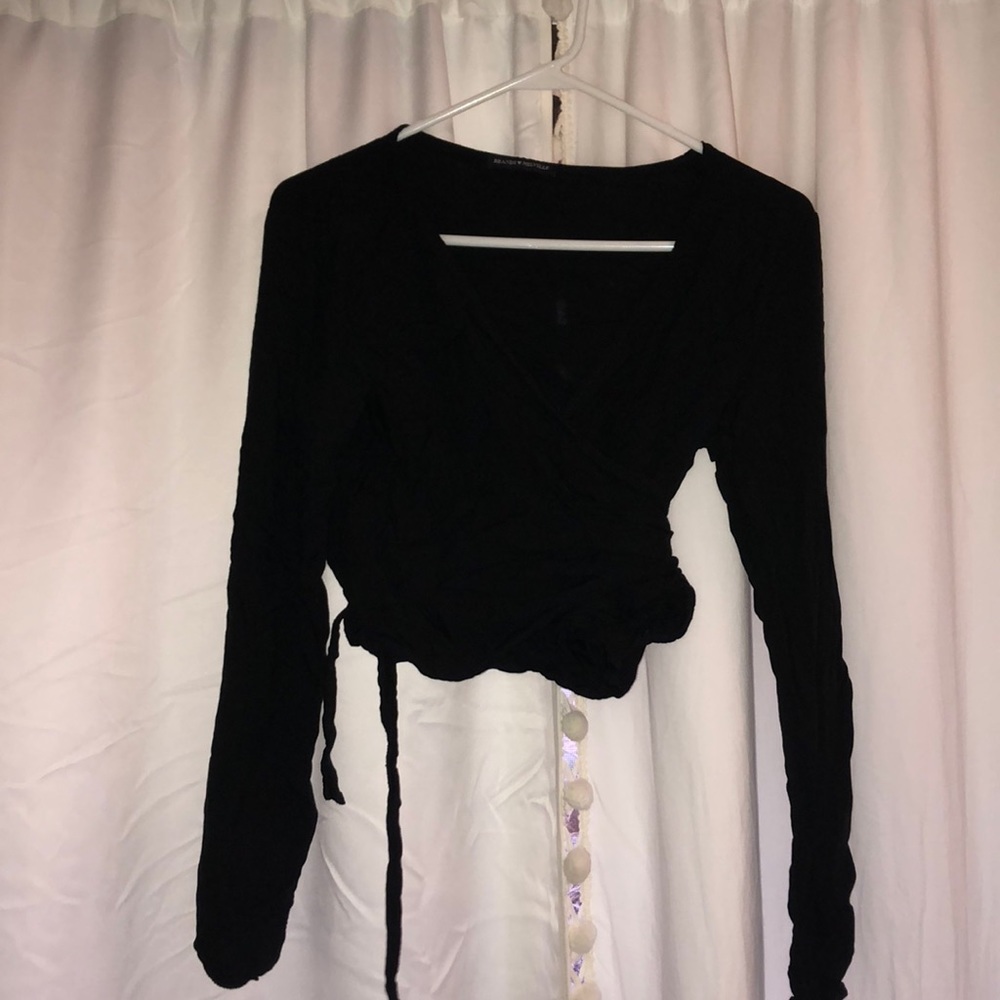 black wrap around long sleeve